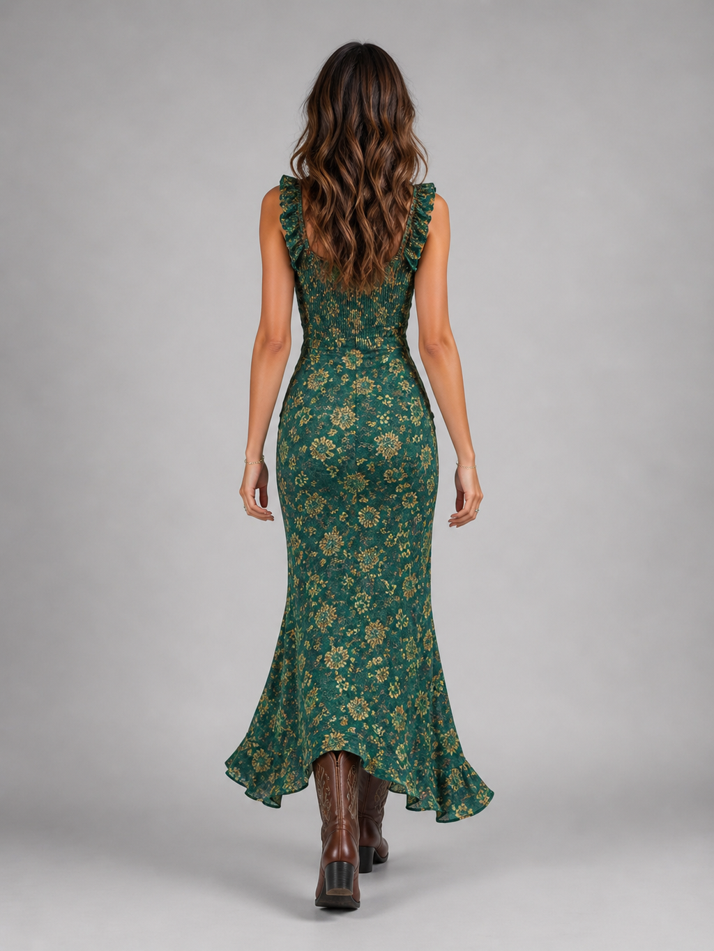 Women’s Boho Floral Side Slit Maxi Dress – Flowing Silhouette