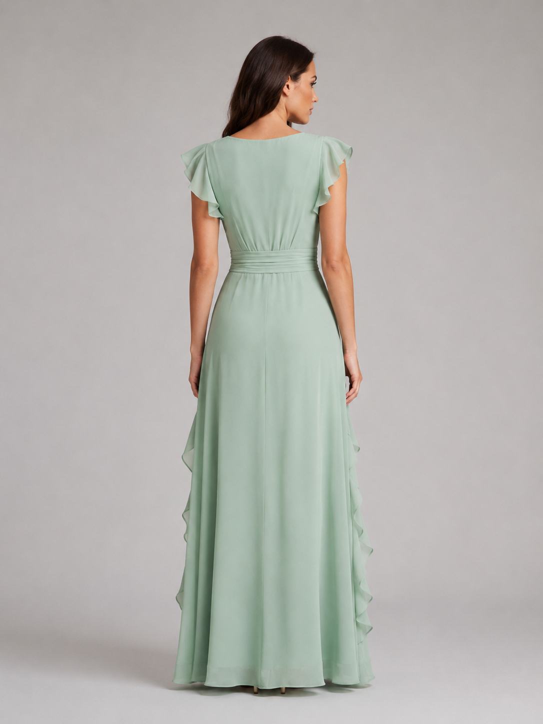 Women's Chiffon Ruffle Maxi Dress – Flowing Silhouette