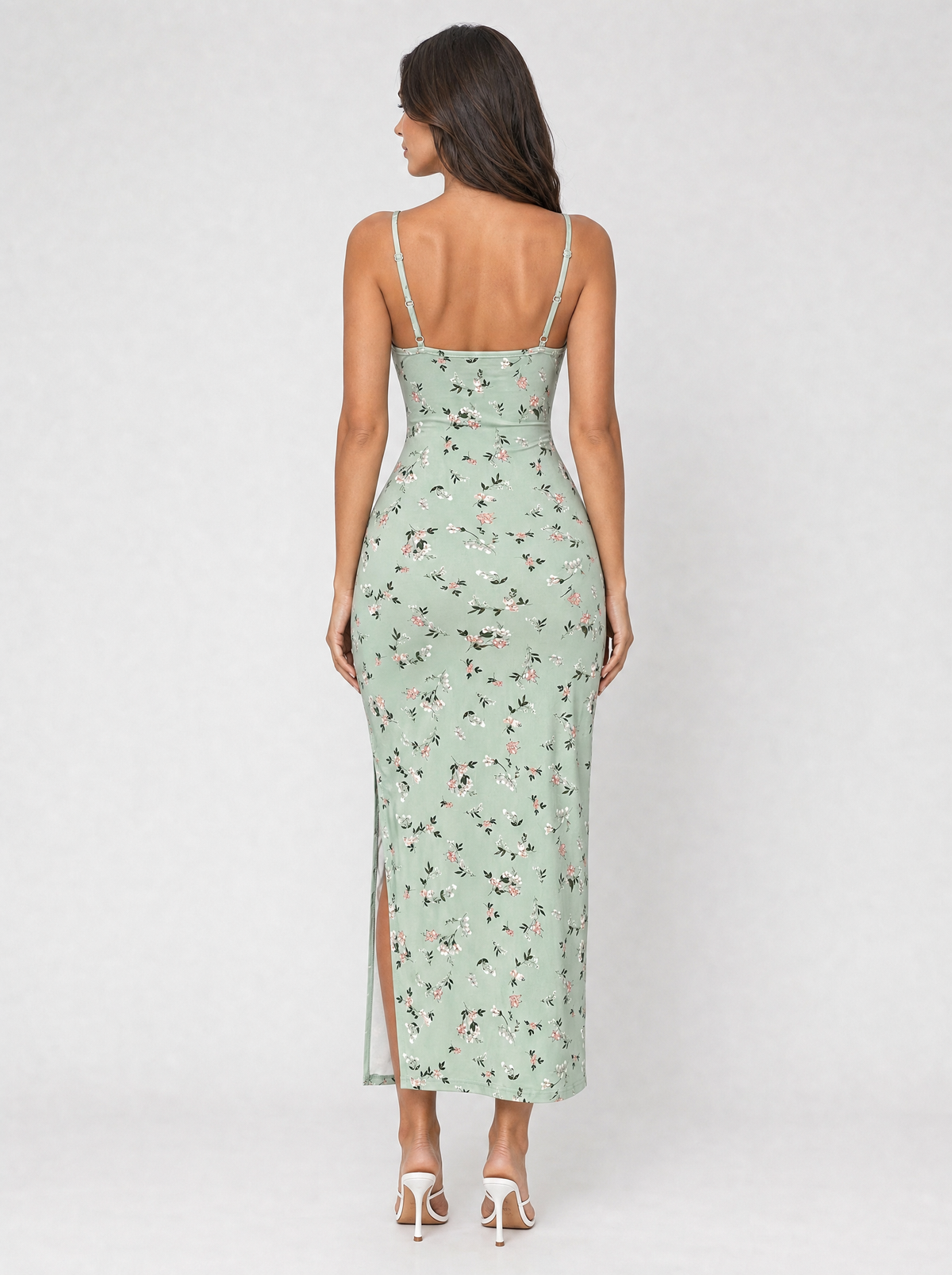 Women’s Floral Cowl Neck Midi Dress – Side Split Summer Style