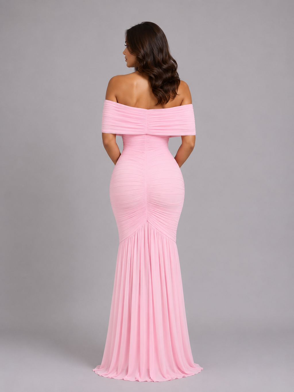 Women's Off-Shoulder Ruched Bodycon Maxi Dress – Sculpted Fit