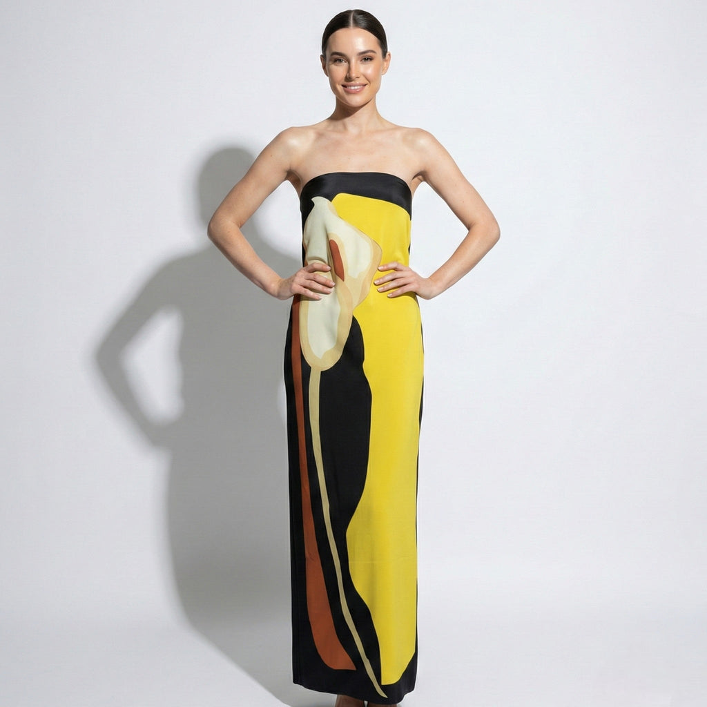Women’s Strapless Maxi Dress – Sculpted Fit