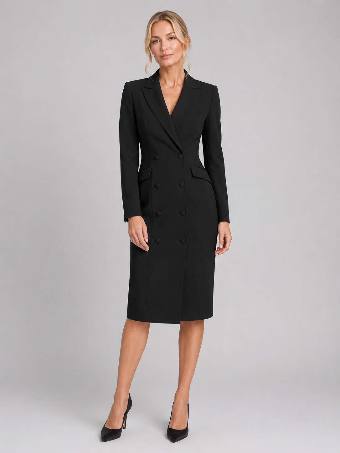Women’s Tailored Blazer Midi Dress – Formal Occasion Style