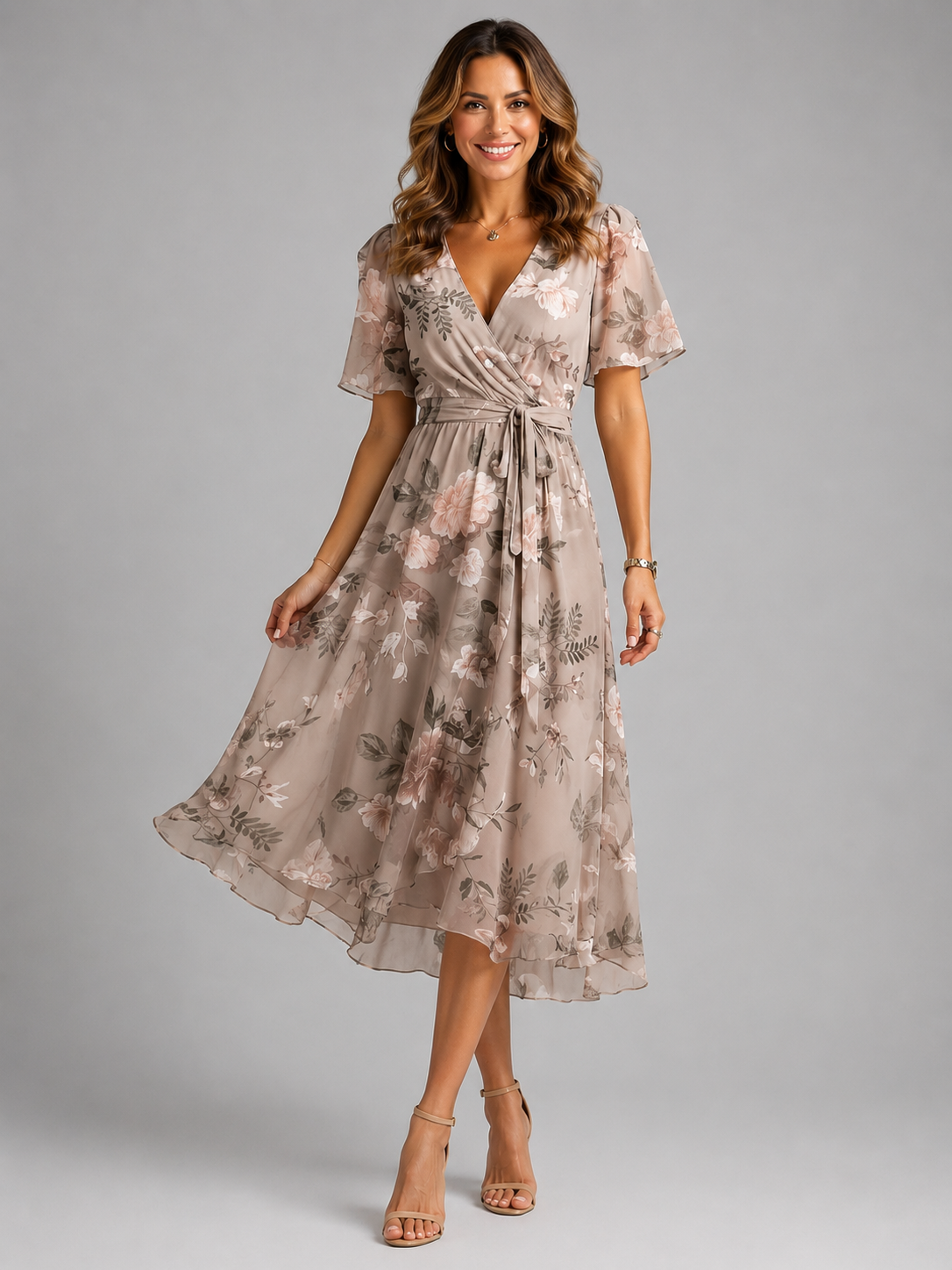 Women’s V-Neck Summer Dress – Flowing Silhouette
