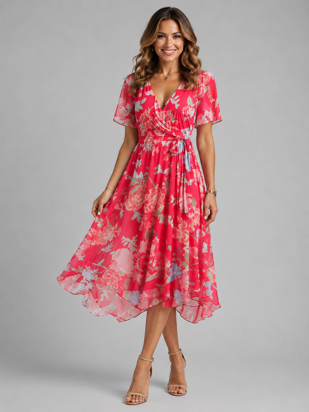 Women’s V-Neck Summer Dress – Flowing Silhouette