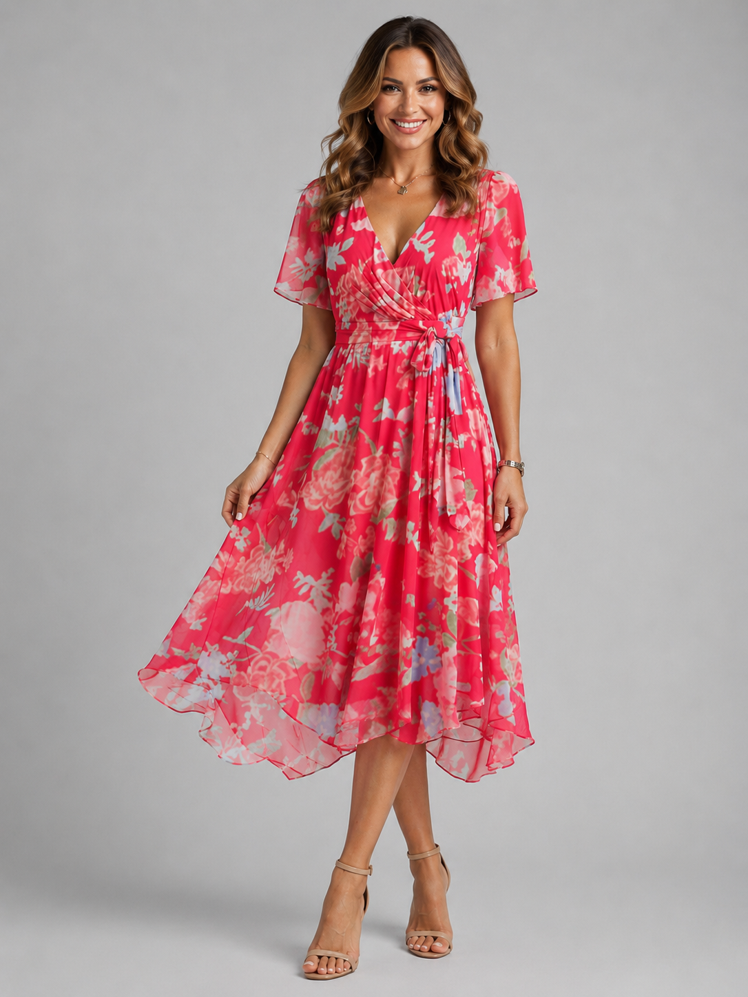 Women’s V-Neck Summer Dress – Flowing Silhouette