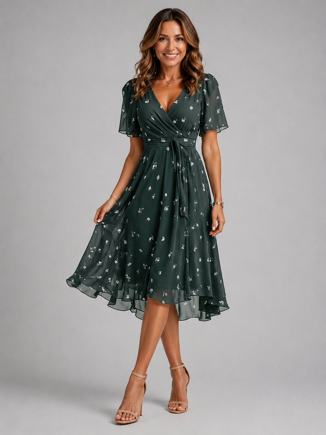 Women’s V-Neck Summer Dress – Flowing Silhouette
